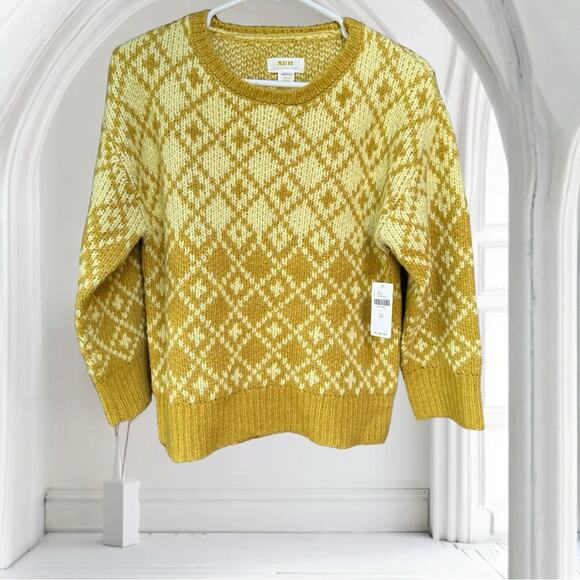 NWT Anthropologie Maeve Sigfried Mustard Yellow Pullover Sweater Size XS - Picture 1 of 6